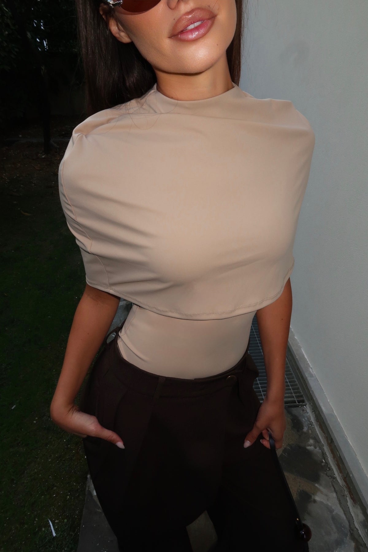Angeline Cape Top in Beige