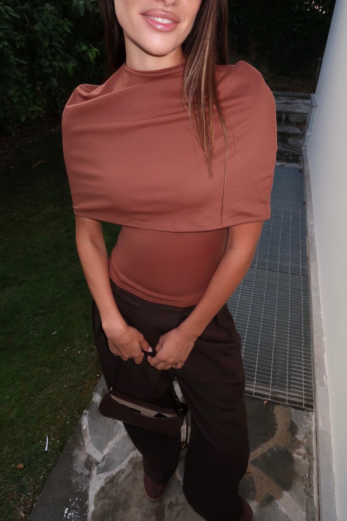 Angeline Cape Top in Brown