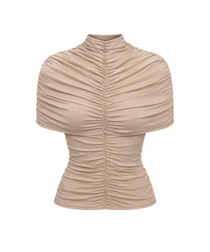 Carolina Ruched Top in Beige