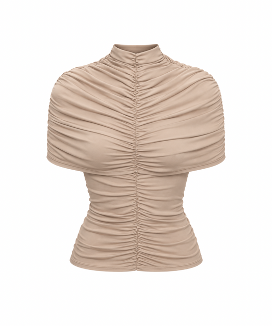 Carolina Ruched Top in Beige