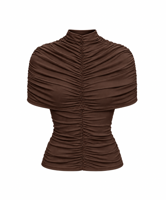 Carolina Ruched Top in Brown