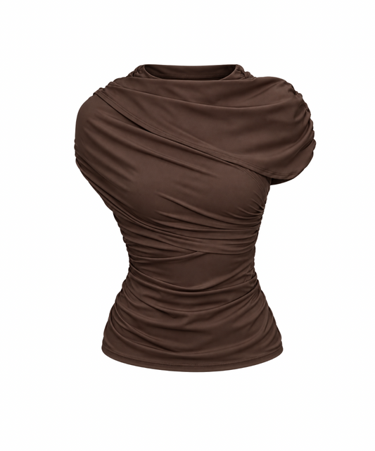 Rosie Asymmetric Top in Brown