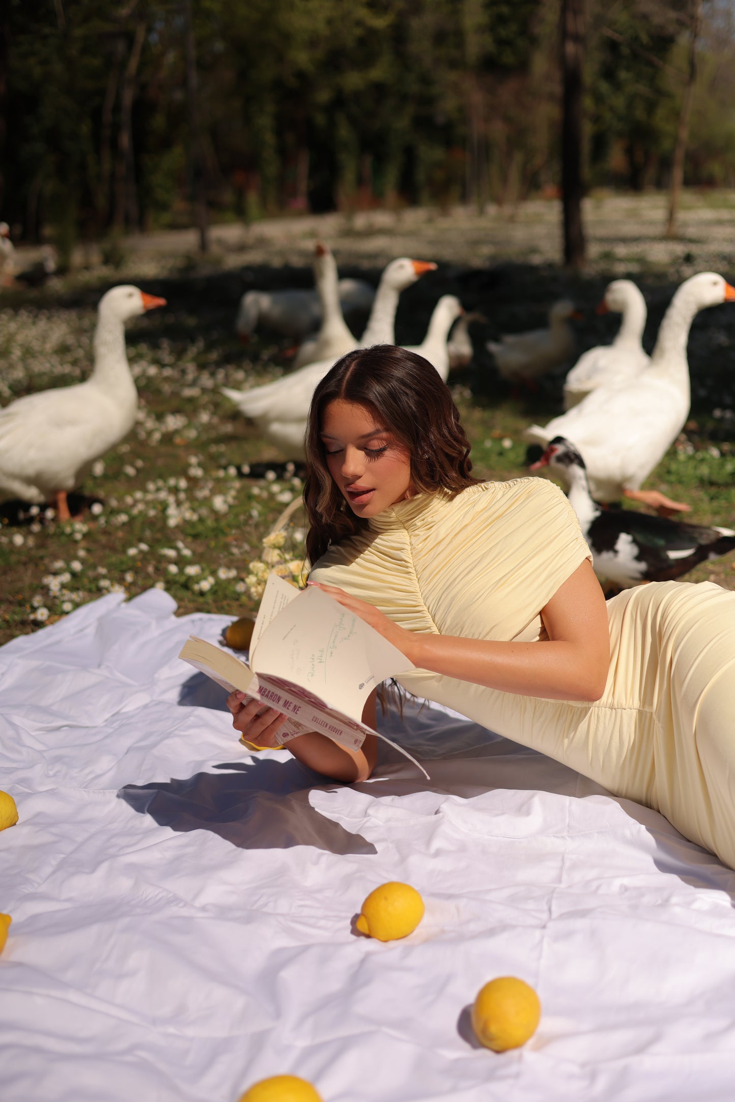 Carolina Maxi Ruched Dress in Butter