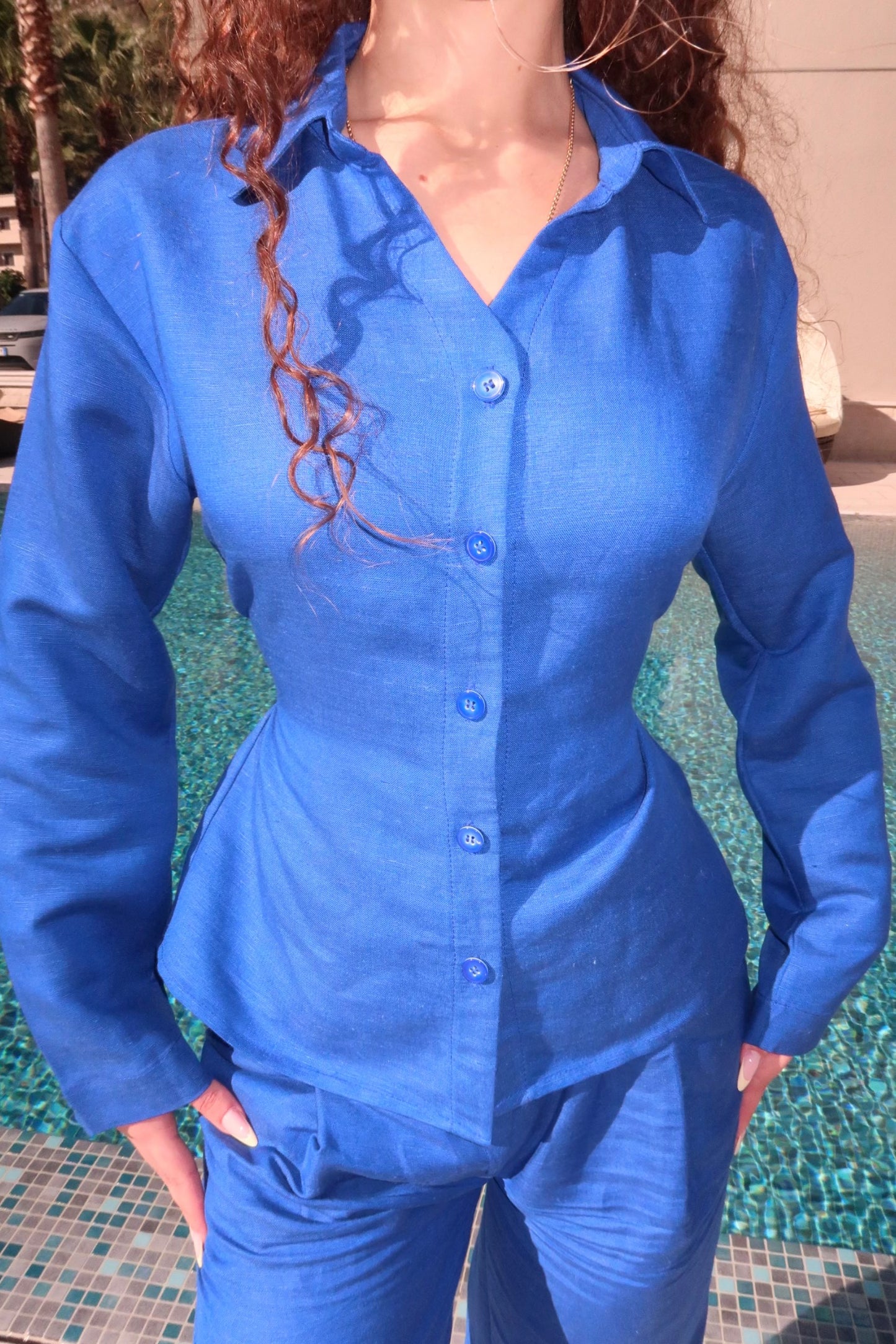 Positano Linen Set in Blue