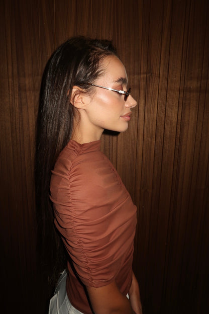 Carolina Ruched Top in Brown