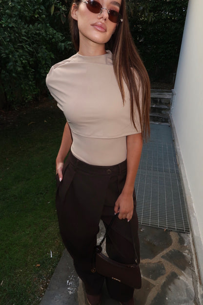 Angeline Cape Top in Beige