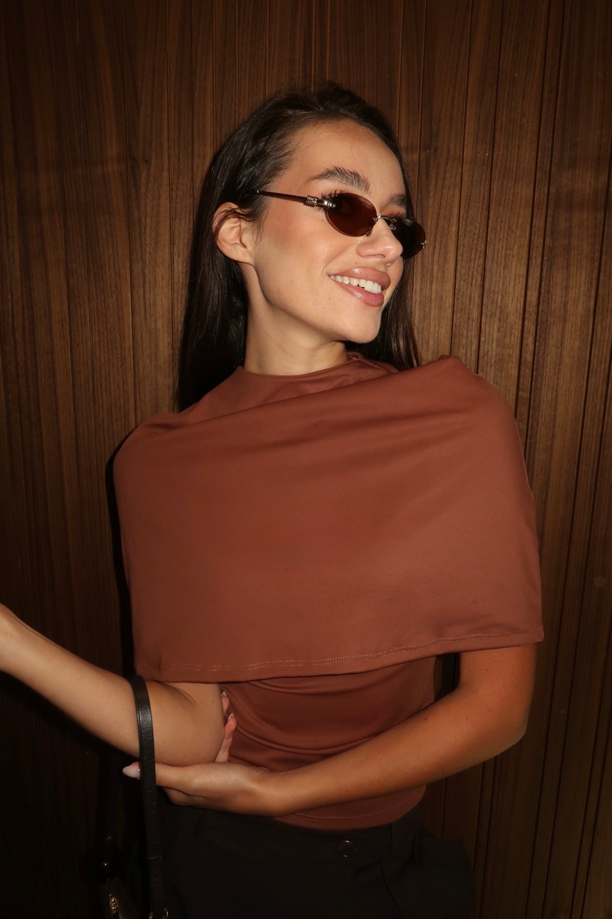 Angeline Cape Top in Brown