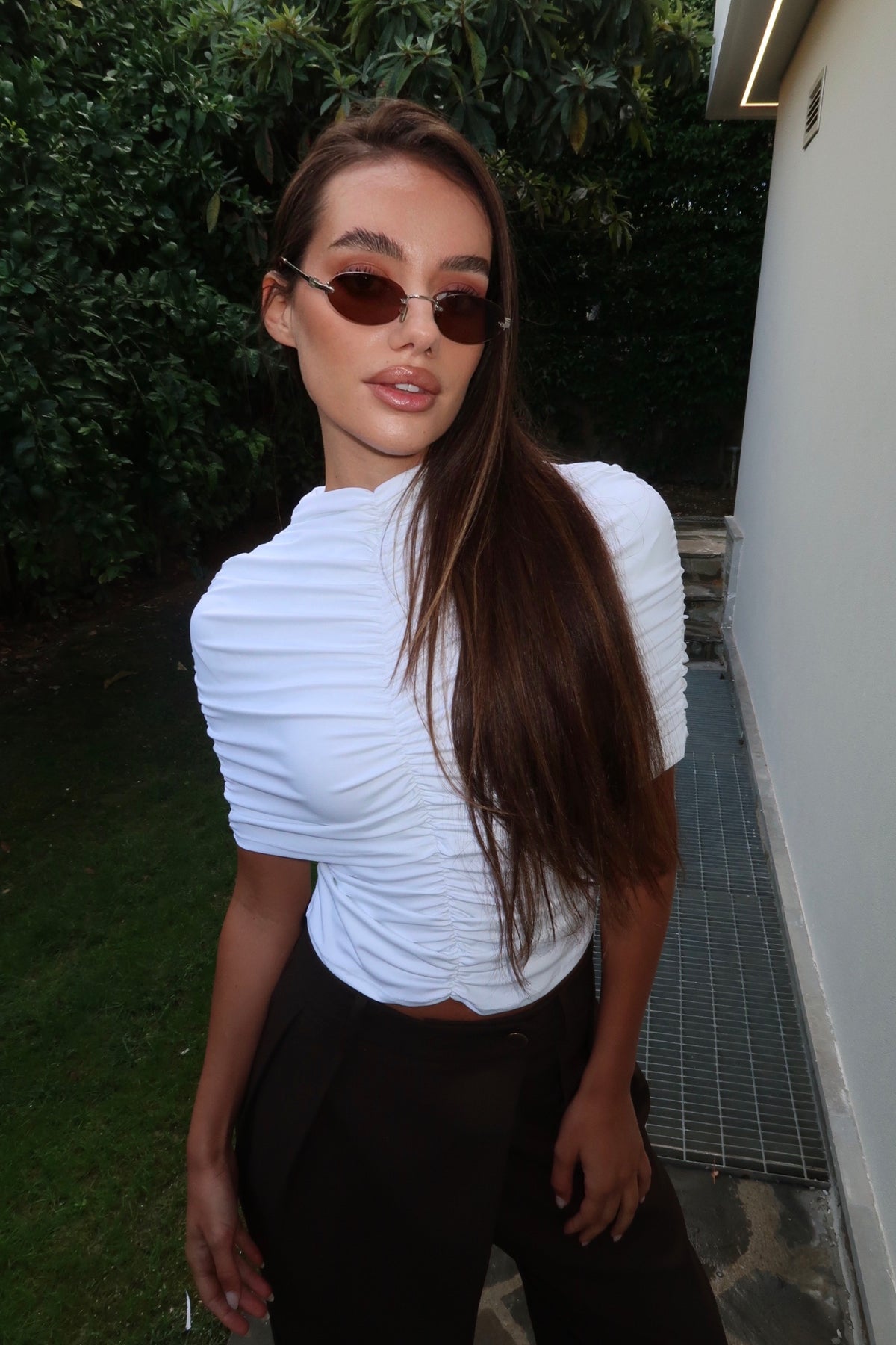 Carolina Ruched Top in White