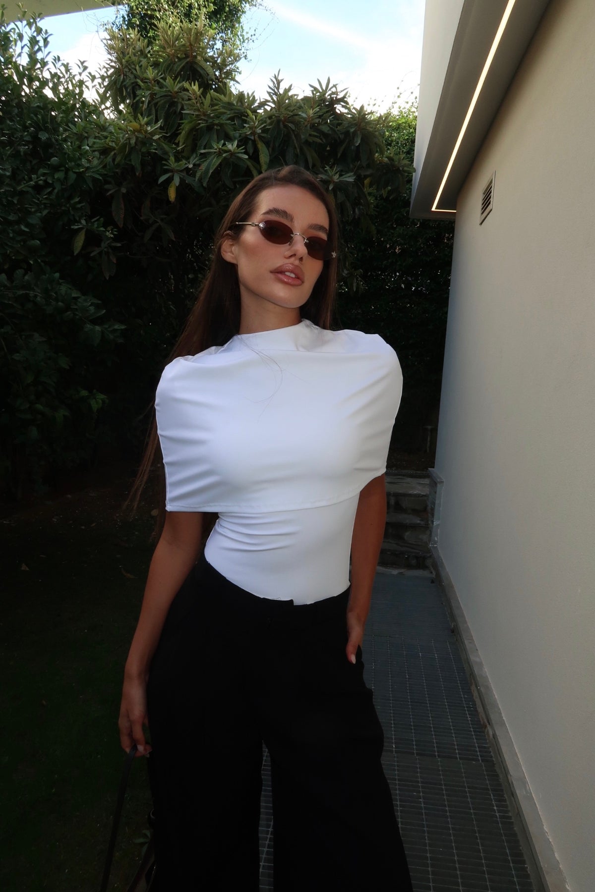 Angeline Cape Top in White