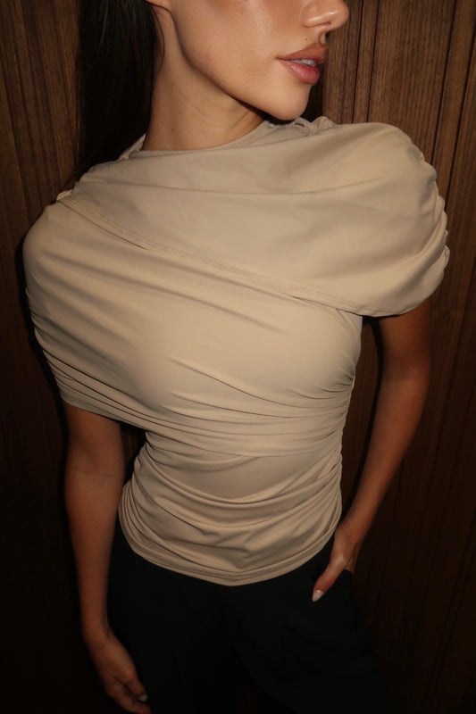 Rosie Asymmetric Top in Beige