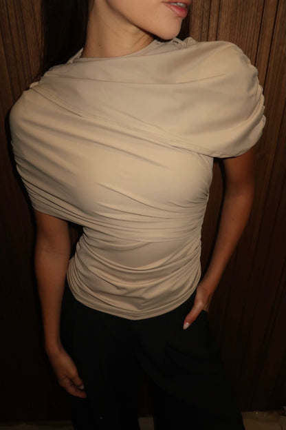 Rosie Asymmetric Top in Beige